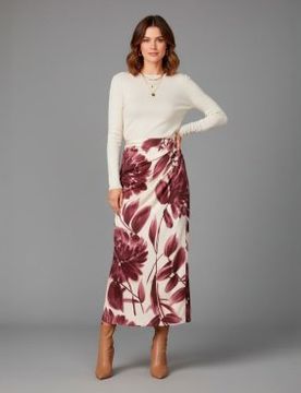 Para mujer. 252TP2702 Falda estampado floral rosa (40), Casual, Viscosa