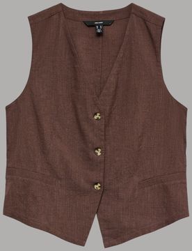 Gilet Donna in Misto Lino e Cotone con Bottoni