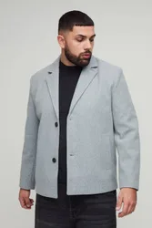 Herren Plus Boxy Oversized Mantel Grey Größe 3XL