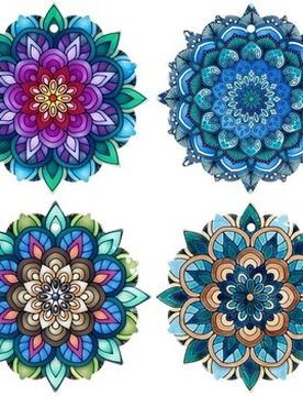 Künstliche Pflanzen Untersetzer Mandala Set 4u Einheitsgrösse