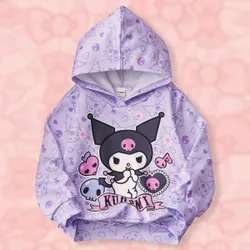 Sudadera holgada con estampado todo sobre gráfico de color claro y casual, para niña, color morado