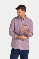 Long Sleeve Graph Check Poplin Cotton Mens Shirt - - Size: 4XL