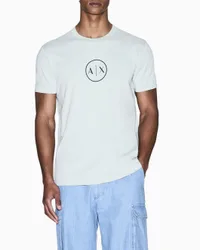 T-shirt Exchange verde menta in cotone con stampa logo circolare frontale