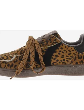 Zapatillas deportivas de mujer de potro animal print con suela marrón chocolate y doble cordón - Victoria - FashionsVida