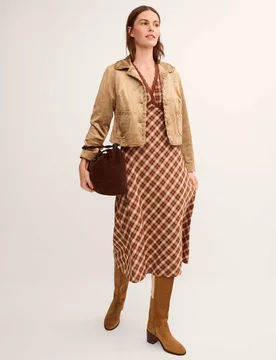 Faux Suede Cropped Jacket Beige female - Monsoon - FashionsVida