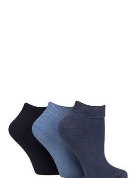 Women's 3 Pair IOMI FootNurse Cushioned Foot Bamboo Diabetic Trainer Socks Denim 4-8 - Blue - Size: Small - SockShop - FashionsVida