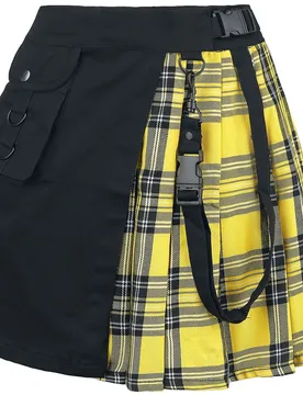 Rockabilly Kurzer Rock - Infinity Skirt - S bis L - für Damen - Größe S - schwarz/gelb - Frauen - female - Chemical Black - FashionsVida