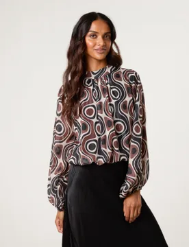 High Neck Puffball Geometric Top - S/M / BLACK - female - Blue Vanilla - FashionsVida