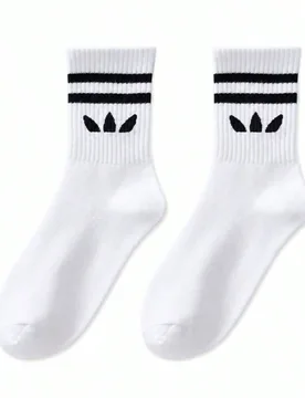 Pares de calcetines a rayas negras y blancas de media pantorrilla para mujer, esquema de colores premium, suaves, cómodos, absorbentes de humedad y t - Shein - FashionsVida