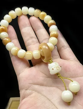 White Jade Bodhi Root Charcoal-Charred Barrel Bead , Single-Loop Handheld Fortune Cat Bracelet - Aliexpress - FashionsVida