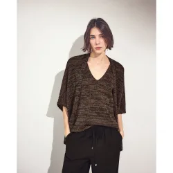 Chaqueta relajada de mujer de hilo rústico bicolor