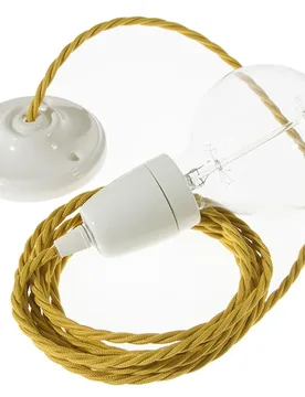 Cables Suspension Luminaire Tm25 Diy 1 M Mustard / White One Size - Creative - FashionsVida
