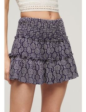 Para mujer. W7210319A Minifalda de punto escalonada (L), Casual, Algodón