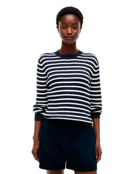 Pull Ww0ww44993 Dark N Navy / Ivory Petal Breton Stripe S