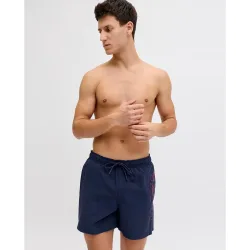 Jack & Jones - Bañador bermuda de hombre con cintura elástica y logo lateral
