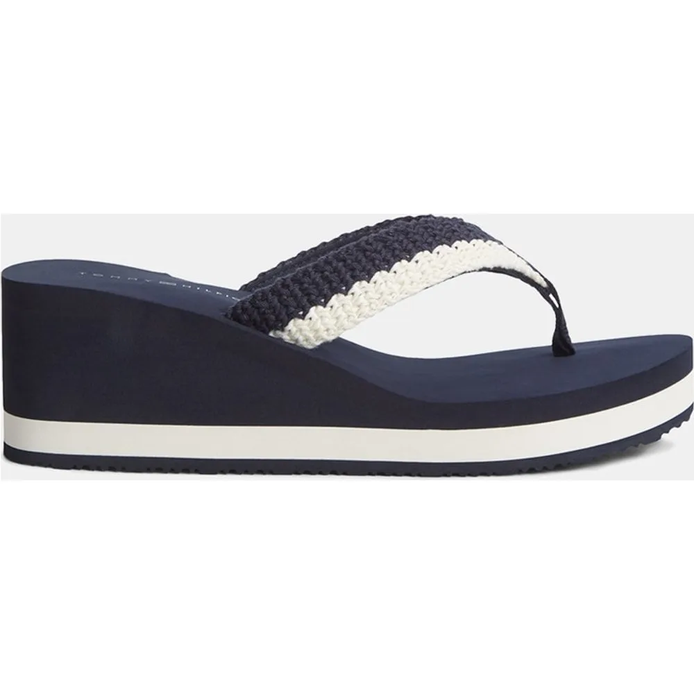 Chancla con cuña de mujer estilo crochet con logo - Tommy Hilfiger - FashionsVida