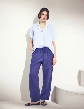 Pantalón jogger de mujer liso de lino - Woman El Corte Inglés - FashionsVida