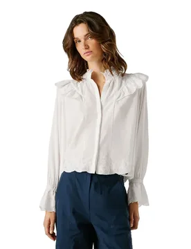 Blusa A Maniche Lunghe Bella White M - Pepe jeans - FashionsVida