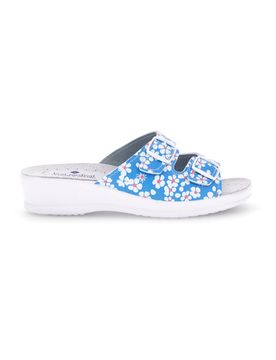 Ciabatta azzurra con sottopiede in pelle 122F 38
