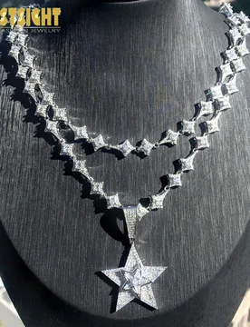 Iced Out Bling CZ Star Pendant Necklace Silver Color Micro Paved CZ Tennis Chain Men Women Hip Hop Jewelry - Aliexpress - FashionsVida