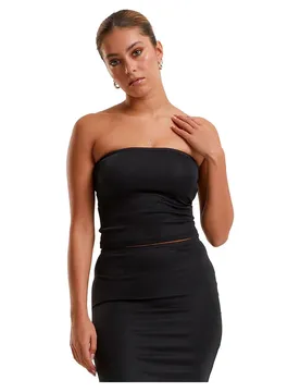 Maglietta Senza Maniche Glitter Bandeau Black 4XL