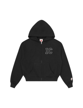 Crystal Zip Through Hood - Black