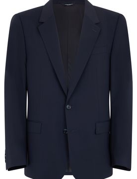 Single-Breasted Tailored Wool Blazer with Lapel Collar