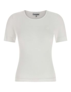 Ganni T-shirt con ricamo logo