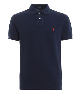 Polo slim fit in cotone piqué navy
