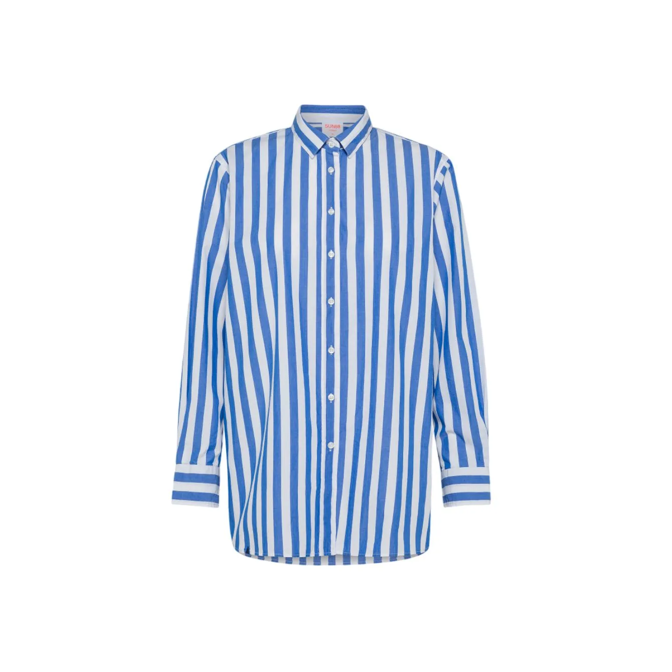Camicia Over Righe Bianco/avio S34211 - Sun68 - FashionsVida