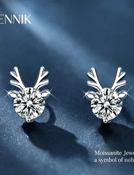 LENNIK Mozzarella Diamond A Deer with Your Christmas Stud Earrings 925 Sterling Silver Elk Earrings Ornament Earrings - Aliexpress - FashionsVida