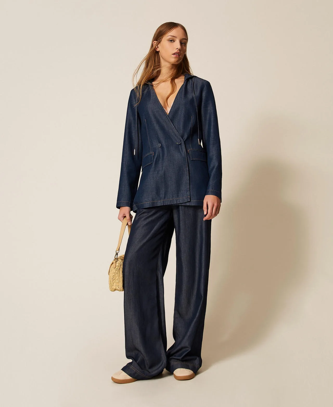 Twinset Pantalon ample en chambray - TWINSET - FashionsVida