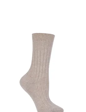Pair Natural 85% Cashmere Rib Anklet Ladies 4-7 Ladies - - Cream - Size: Small - Pantherella - FashionsVida