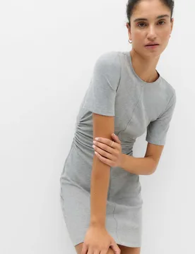 Jersey Ruched Mini T-Shirt Dress Grey female - M&S - FashionsVida