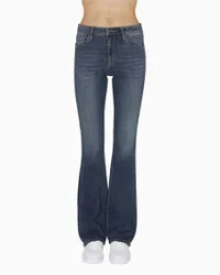 Jeans a zampa Exchange lavaggio medio in misto cotone con logo ricamato