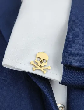 Newly launched - 18Kgold-plated stainless steel cufflinks: skeleton cross skull design, fashionable lapel pin, gifts for friends - Aliexpress - FashionsVida