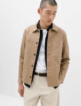 Pure Cotton Herringbone Overshirt​ Natural male - M&S - FashionsVida