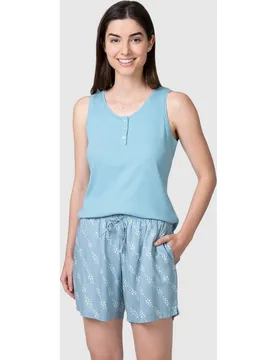Pantalones de pijama corto de mujer con cintura elástica y bolsillos laterales - Massana - FashionsVida