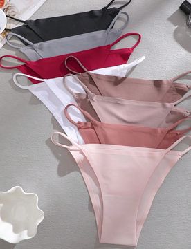 Piezas/Paquete Bragas de cintura baja sin costuras con tirantes de espagueti sexy para mujeres