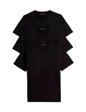 T-shirt à Manches Courtes Et Col En V Um0um03865 Black / Black / Black L - Tommy hilfiger - FashionsVida
