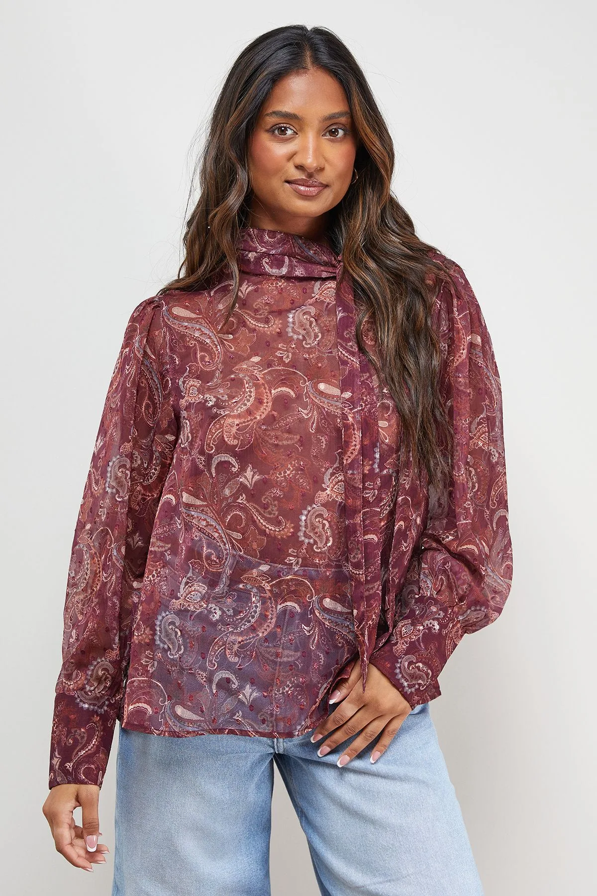 Womens Pussy Bow Blouse - Multicolour - Size 8 Uk - OASIS - FashionsVida