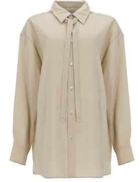 Elegant Long Sleeve Silk Blend Shirt