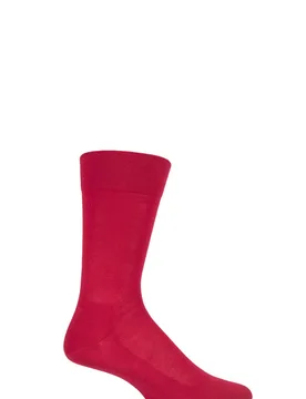 Pair Scarlet Sensitive London Cotton Left and Right Socks With Comfort Cuff Men's 5.5-8 Mens - - Red - Size: 5.5-8 Mens - Falke - FashionsVida