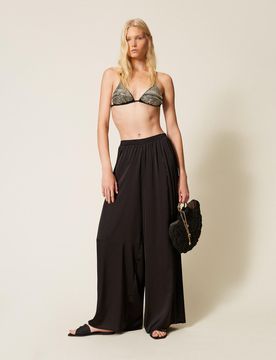 Pantalon ample avec empiècements plissés