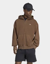 Mens HOODIE TREFOIL ESSENTIALS WASHED FULL ZIP LOOSE - Marrone, marrone marrone Uomo taglia L