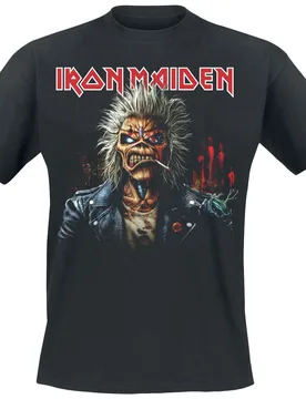 T-Shirt - Portrait Eddie Smoke - S bis 4XL - für Männer - Größe 3XL - schwarz - Lizenziertes Merchandise! - Männer - male - Iron Maiden - FashionsVida