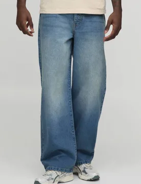 Men's Essential Relaxed Fit Rigid Washed Jeans Antique Blue Size 30S Antique Blue 30S - boohooMAN - FashionsVida