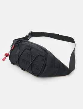 Marsupio con scritta e corde elastiche - nero