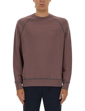 Classic Sweatshirt with Embroidered Happy