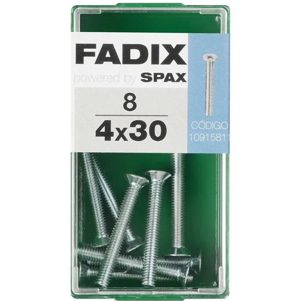 Tornillo Métrica Cabeza Plana M4 x 30 mm - Caja 8 Uds - FADIX - FashionsVida
